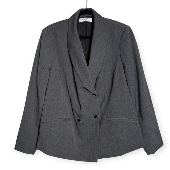 NEW MM LaFleur The Roxane Double Breasted Blazer Light Twill +1 1X Charcoal NWOT - Picture 3 of 15